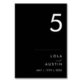 Modernes Minimalistisch | Schwarze Tischnummer (Rückseite)