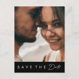 Modernes Minimalistisch   Schwarzes feines Foto Sa Einladungspostkarte