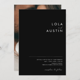 Modernes Minimalistisch | Schwarzes Lässiges Foto  Einladung