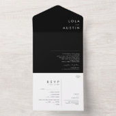 Modernes Minimalistisch | Schwarzes Siegel und Sen All In One Einladung (Innen Boden)