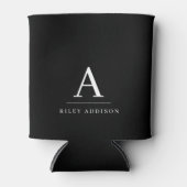 Modernes Minimalistisch Schwarzweiß-Weiß-Monogramm Dosenkühler (Vorderseite)