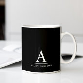 Modernes Minimalistisch Schwarzweiß-Weiß-Monogramm Kaffeetasse