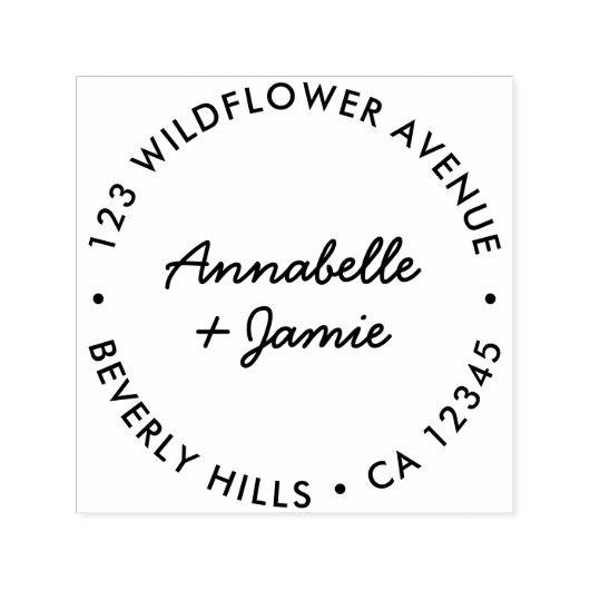 Modernes Minimalistisch | Script Wedding Rücksende Permastempel (Design)