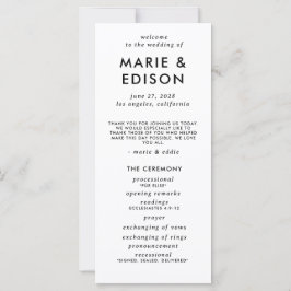 Modernes Minimalistisch Sleek Simple Wedding Progr