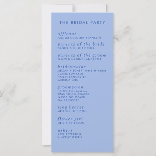 Modernes Minimalistisch Sleek Simple Wedding Progr (Rückseite)