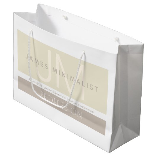 Modernes Minimalistisch | Taupe-Erdtöne Große Geschenktüte (Vorderseite Schrägansicht)