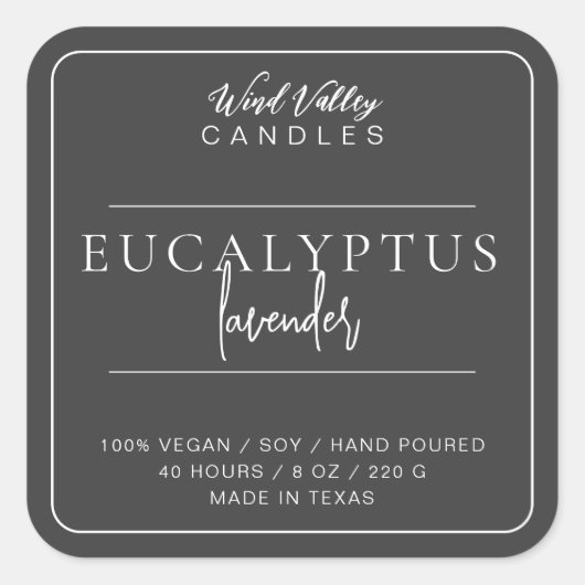 Modernes, minimalistisch-weißes Kerzenlabel Quadratischer Aufkleber (Vorderseite)