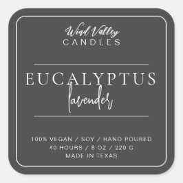 Modernes, minimalistisch-weißes Kerzenlabel Quadratischer Aufkleber