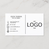 Modernes, minimalistisch-weißes Kontaktlogo Visitenkarte (Rückseite)