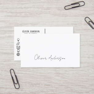 Modernes, minimalistisch-weißes Kontaktlogo Visitenkarte