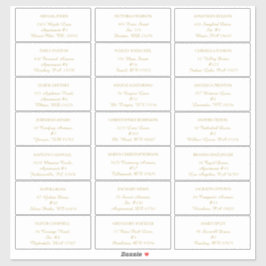 Modernes Minimalistisch | White Gold Gästetikett Aufkleber