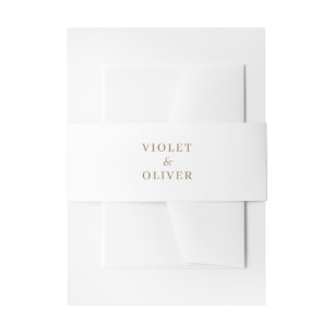 Modernes Minimalistisch White Gold Wedding Einladungsbanderole