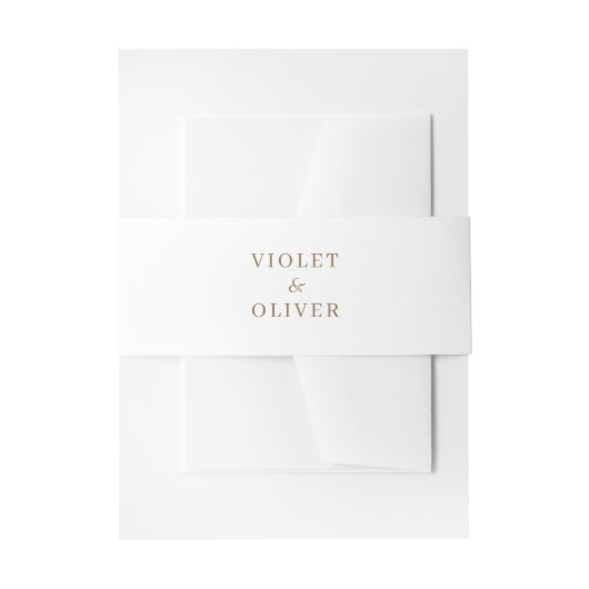 Modernes Minimalistisch | White Gold Wedding Einladungsbanderole (Vorderseite Beispiel)