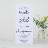 Modernes Minimalistischer Lavendel-Lila Hochzeitsp (Stehend Vorderseite)