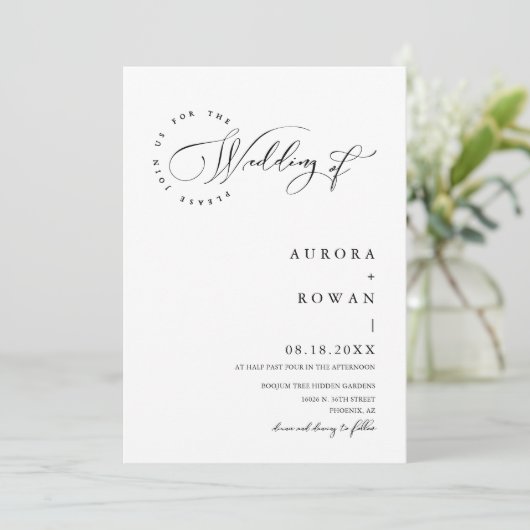 Modernes Minimalistischer QR Code Hochzeitsstift F Einladung (Stehend Vorderseite)