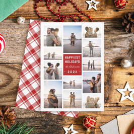 Modernes Minimalistisches 12-Foto Collage Weihnach Feiertagskarte