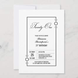 Modernes Minimalistisches 21. GeburtstagsParty Einladung