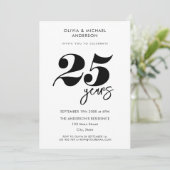 Modernes Minimalistisches 25-jähriges Hochzeitstag Einladung (Stehend Vorderseite)