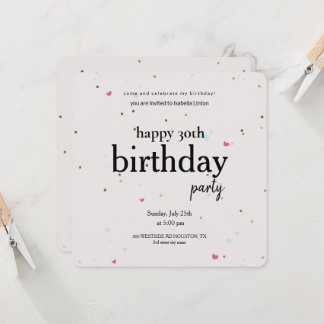 Modernes Minimalistisches 30. Geburtstag Party, 30 Einladung