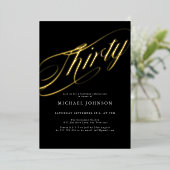 Modernes Minimalistisches 30-Schwarzes Gold 30. Ge Folieneinladung (Stehend vorne)