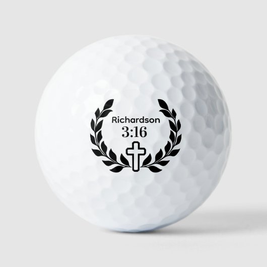 Modernes Minimalistisches 3:16 Script mit Cross Golfball (Vorderseite)