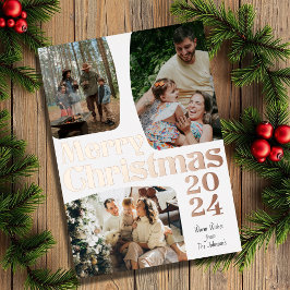 Modernes Minimalistisches 3 Foto Frohe Weihnachten Folien Feiertagskarte
