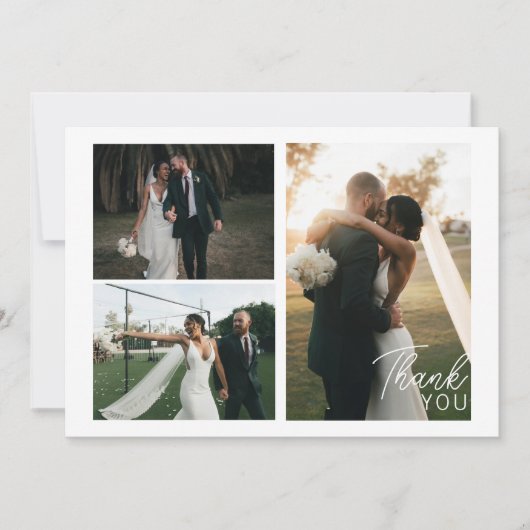 Modernes Minimalistisches 3 Fotos Vielen Dank Dankeskarte (Vorderseite)