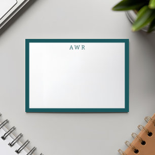 Modernes Minimalistisches 3 Monogramm Aquamarines Mitteilungskarte