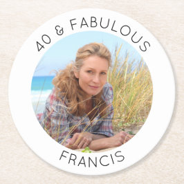 Modernes Minimalistisches 40 & fabelhaftes Foto Runder Pappuntersetzer