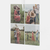 Modernes Minimalistisches 4-Foto Collage Weihnacht Ornament Aus Glas (Vorderseite links)