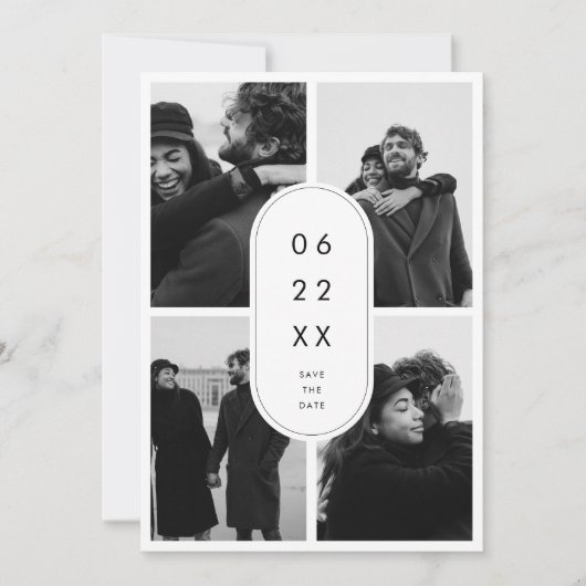 Modernes Minimalistisches 4 Foto Save the Date (Vorderseite)