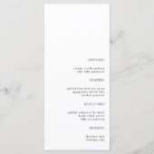 Modernes Minimalistisches Abendmenü Menükarte (Rückseite)