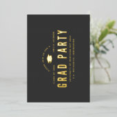 Modernes Minimalistisches Abschluss 2023 Black Gol Folieneinladung (Stehend vorne)