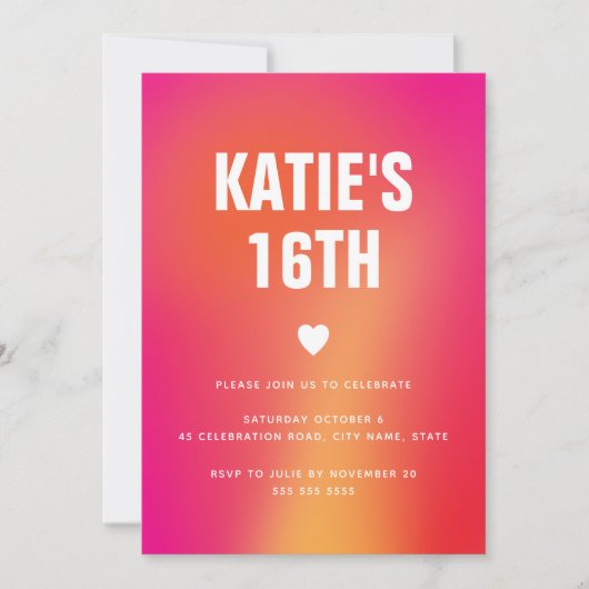 Modernes Minimalistisches Abstraktes Süß 16 Einladung (Vorderseite)