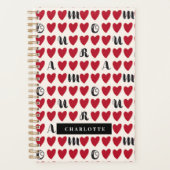 Modernes Minimalistisches Amour Heart Pattern Book Planer (Vorderseite)