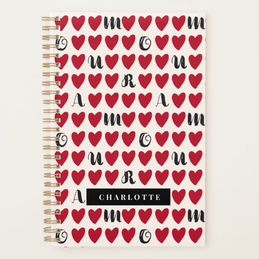 Modernes Minimalistisches Amour Heart Pattern Book Planer (Vorderseite)
