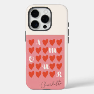 Modernes Minimalistisches Amour Heart Valentine's iPhone 16 Pro Hülle