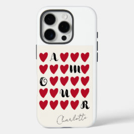 Modernes Minimalistisches Amour Heart Valentine's  iPhone 16 Pro Hülle