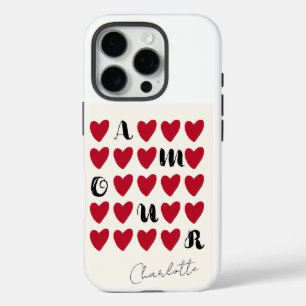 Modernes Minimalistisches Amour Heart Valentine's iPhone 16 Pro Hülle
