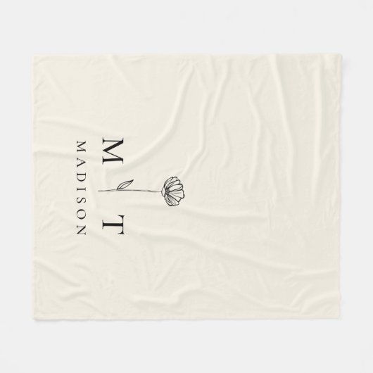 Modernes Minimalistisches Anfangsmonogramm Fleecedecke (Vorderseite (Horizontal))
