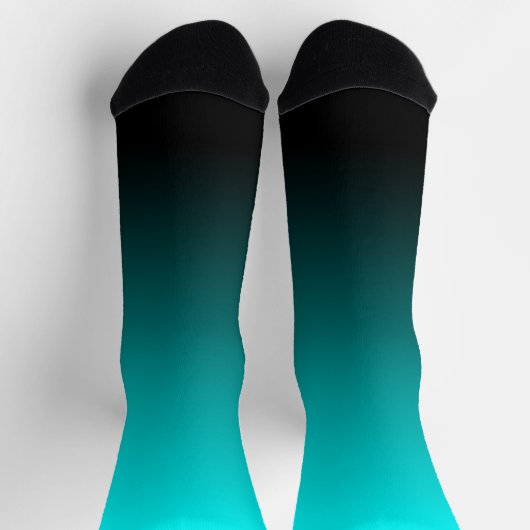 Modernes Minimalistisches Aqua Black Gradient Socken (Oben)