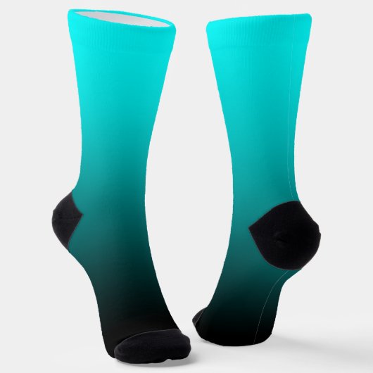 Modernes Minimalistisches Aqua Black Gradient Socken (Gewinkelt)