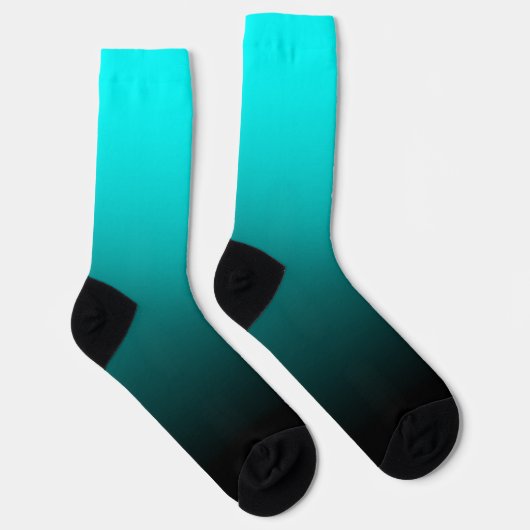 Modernes Minimalistisches Aqua Black Gradient Socken (Rechts)
