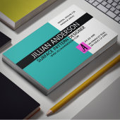 Modernes Minimalistisches Aqua und Schwarz Visitenkarte