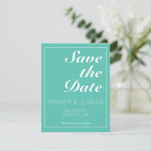 Modernes Minimalistisches Aqua & White Save the Da Date