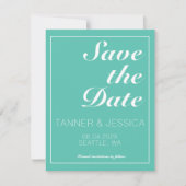 Modernes Minimalistisches Aqua & White Save the Da Save The Date (Vorderseite)
