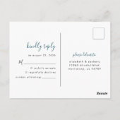 Modernes Minimalistisches Aquamarines Blue Wedding Postkarte (Rückseite)