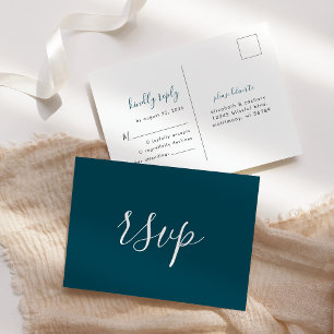 Modernes Minimalistisches Aquamarines Blue Wedding Postkarte
