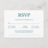 Modernes Minimalistisches Aquamarines Hochzeitssze Begleitkarte (Vorderseite)