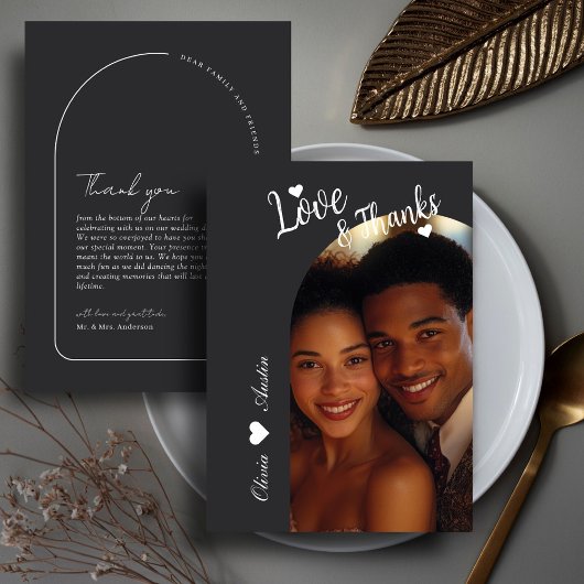 Modernes Minimalistisches Arch Foto Elegante Hochz Dankeskarte